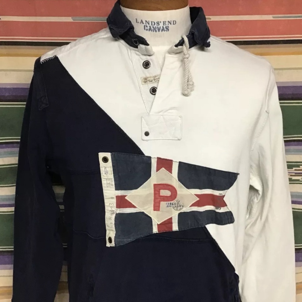Polo Ralph Lauren Nautical Patch Rugby shirt! Men’s large with great details! - Picture 2 of 8